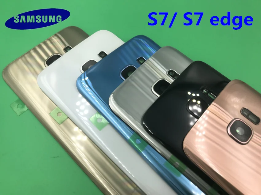 Передний экран стекло объектив samsung Galaxy S7/S7 Edge G930F G935F Задняя крышка батареи задняя дверь корпус с клеем