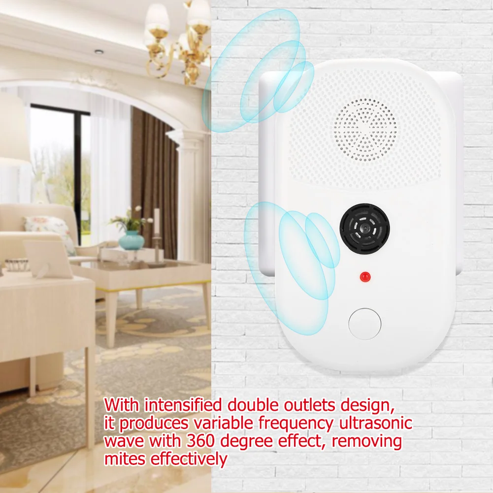 

220V Ultrasonic Dust Mite Controller Repeller Double Intensified Mites Removing Device