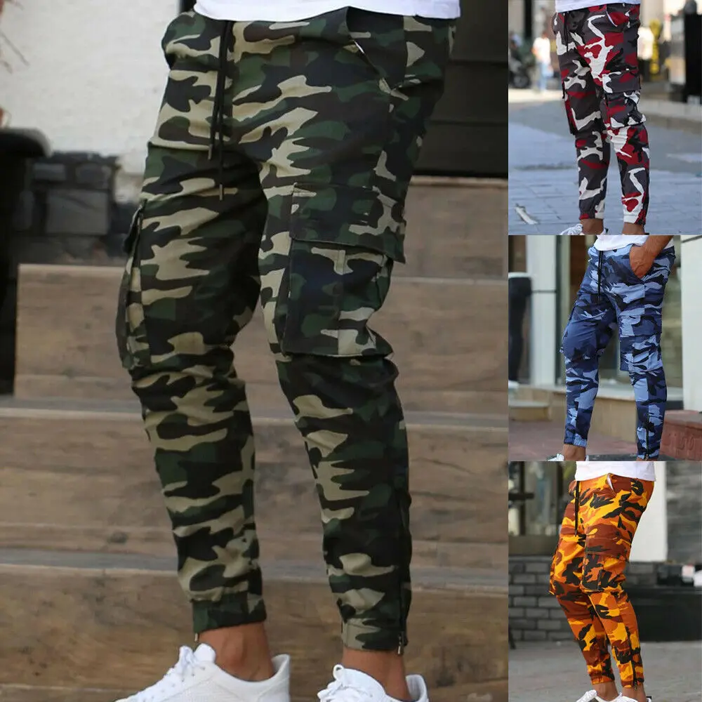 

New Men Camouflage Pants Casual Trousers Cargo Pocket Outdoor Gym Sport Running Joggers Camouflage Trousers Pants