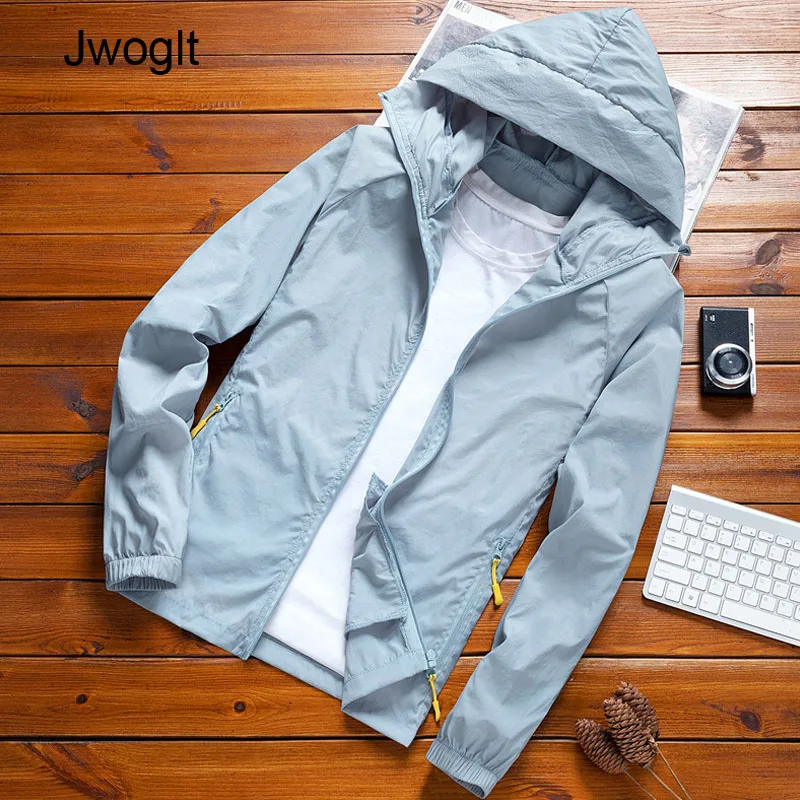 Мужская повседневная куртка на молнии летняя с защитой от солнца ультралегкий