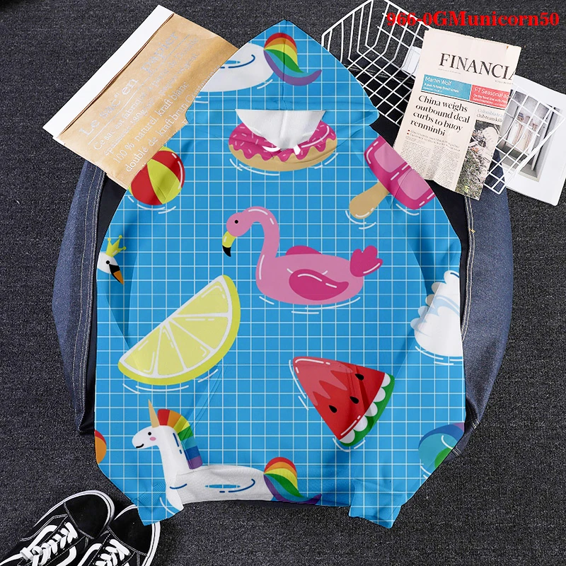 

Cartoon Kawaii Hoodies Unicorn 3D Printed Mens Women's Oversized Sweatshirt Pullover Long Sleeve Hooded Casual Tops Streetwear