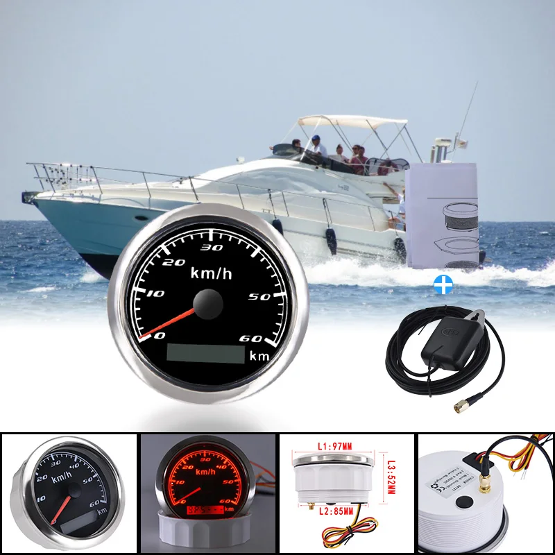 GPS Спидометр цифровой датчик с антенной 30/60/120/200 KMH одометр 85 мм для морской лодки