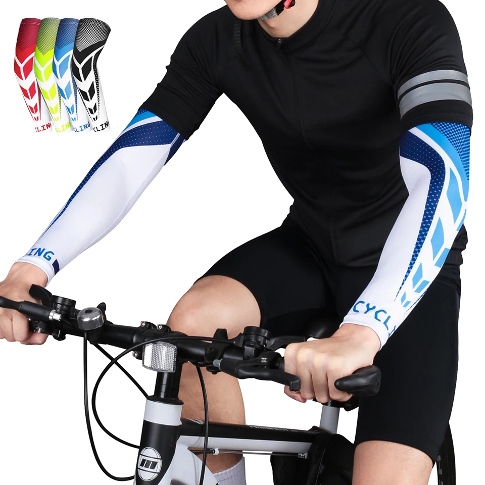 

1Pair Summer Ice Silk Sleeves Outdoor Sport Ridding Cycling Cuff Male Protection Braces Running Arm Sleeves Sun
