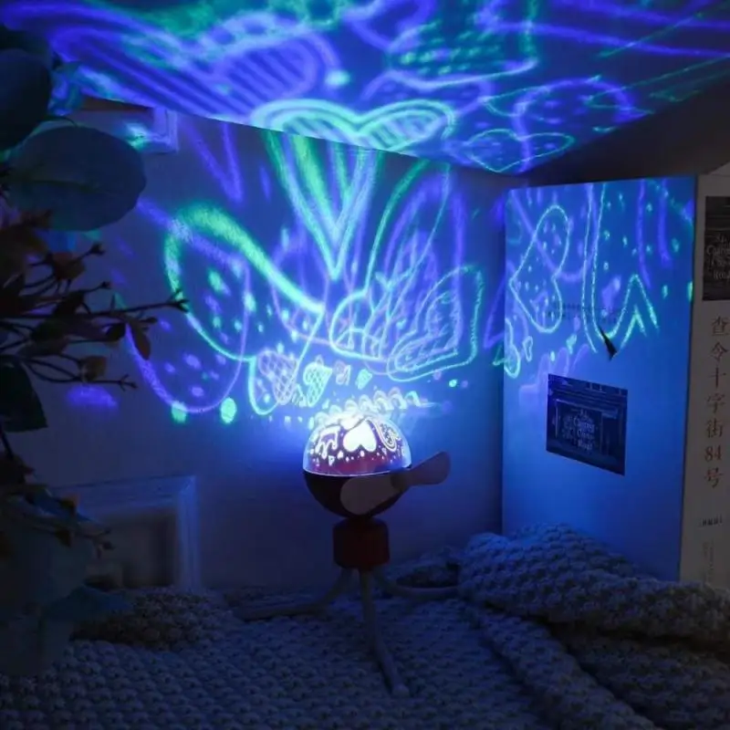 

Student Summer Alexa 1Pcs Fan Starry Sky Projection Octopus Fan Night Starry Sky Atmosphere Light USB Handheld Charging