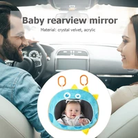 baby safe car safety easy view back seat mirror hd adjustable portable cute baby face rearview acrylic mirror infant care