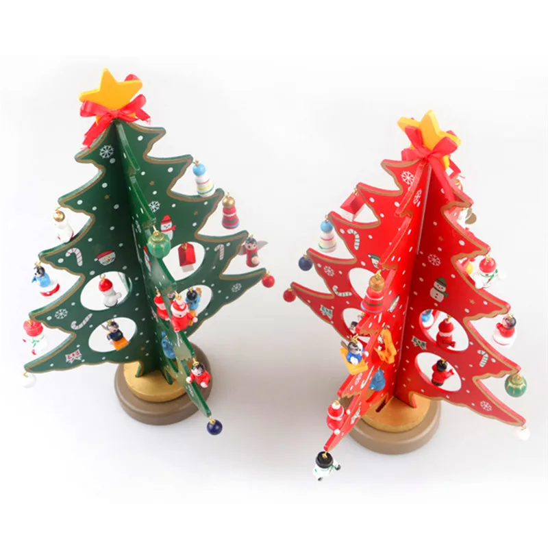 

New Creative DIY Wooden Christmas Tree Decoration Xmas Tree Desktop Gift Home Tabletop Christmas Ornament Decoration