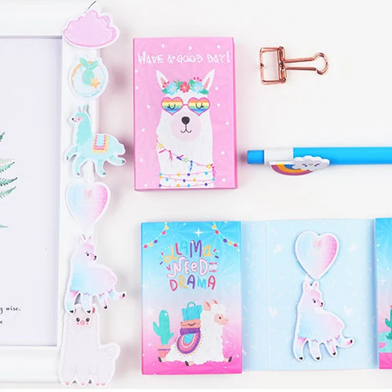 

free shipping 10pack Alpaca cute cartoon Memo Pad Kawaii Stationery N Times Sticky Notes Notepad School Office Supply