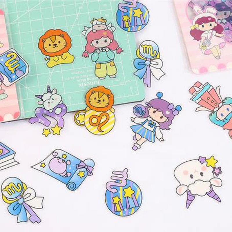 

40 pcs /Pack Kawaii 12 Constellation Girls Waterproof Decorative Stickers Cups Computers Phone Decoration