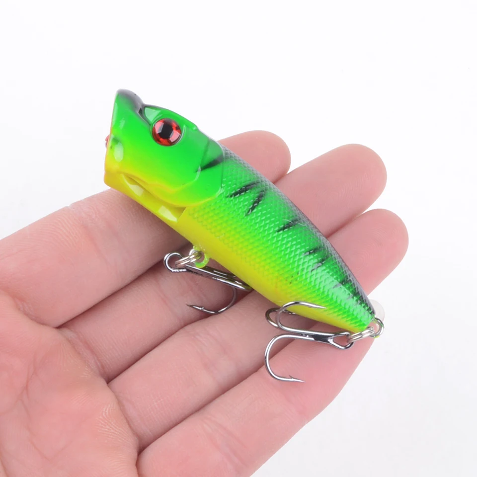 

1Pcs Fishing Lures 7cm/12g Topwater Popper Bait 5 Colors Hard Bait Artificial Wobblers Plastic Fishing Tackle with 6# Hooks