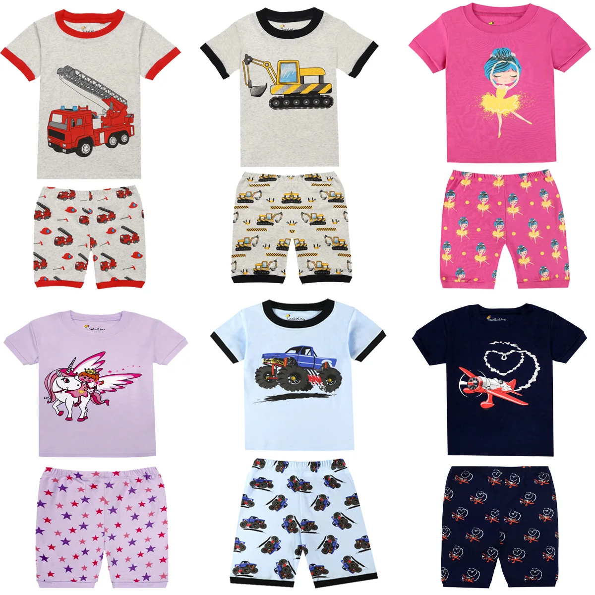 Пижамные комплекты с рисунками животных для мальчиков Детская Хлопковая пижама