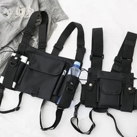 unisex outdoor adjustable vest chest hanging bag double shoulder waist pouch made of high quality nylon wear resistant and dura