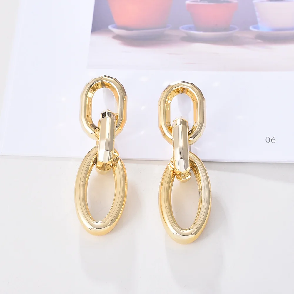 

New Gold Statement Earrings 2020 Big Geometric Link Earrings For Women Hanging Dangle Earrings Drop Earing Modern Female Jewelry
