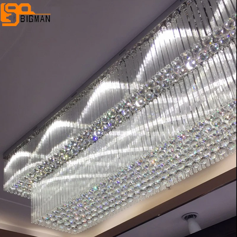 

new design 2 layers crystal chandelier modern ceiling fixtures replaceble LED lamp lustres cristal hotel lobby long chandelier