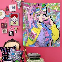 kawaii accessories banners flag tapestry wall hanging painting retro room anime lovers decor wall chart yoga blanket wall fabric