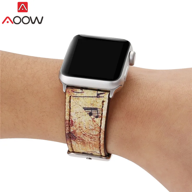 Винтажный кожаный ремешок для часов Apple Watch 38 мм 42 мм красный цветочный принт для женщин и мужчин сменный мужской т-браслет ремешок для iwatch 1 2 3