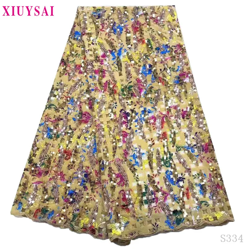 Новейшая африканская Бархатная тюль с блестками кружевная ткань высокого