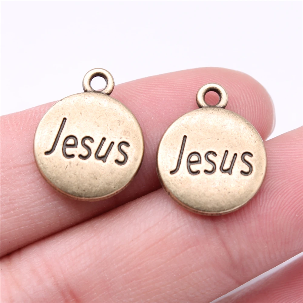 

WYSIWYG 10pcs Charms 19x15mm Jesus Pendants For DIY Jewelry Making Jewelry Findings Antique Bronze Color Alloy Charms Pendant
