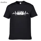Мужская хлопковая футболка с изображением сердцебиения камеры, забавные летние футболки с коротким рукавом