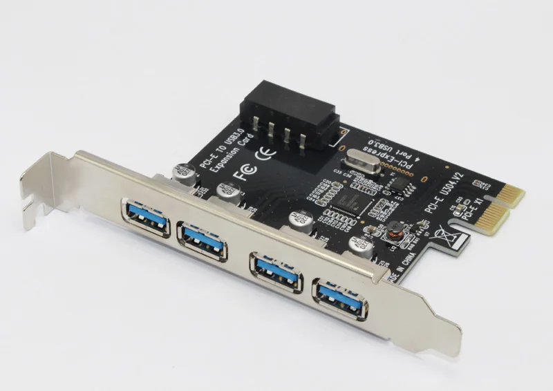 Плата расширения PCI Express с 4 портами PCIE на USB 3 0 адаптер Pcie 5 Гб кабелем питания Sata 15