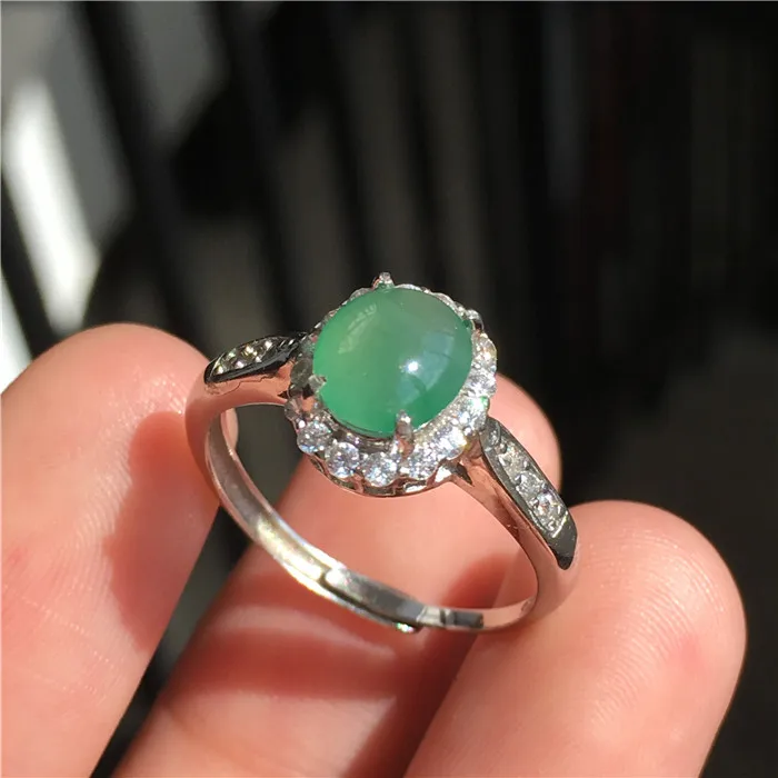 

Myanmar Natural a Cargo Jade Ring S925 Silver Inlaid Royal Jade Pavilion Jewelry Place Order Live