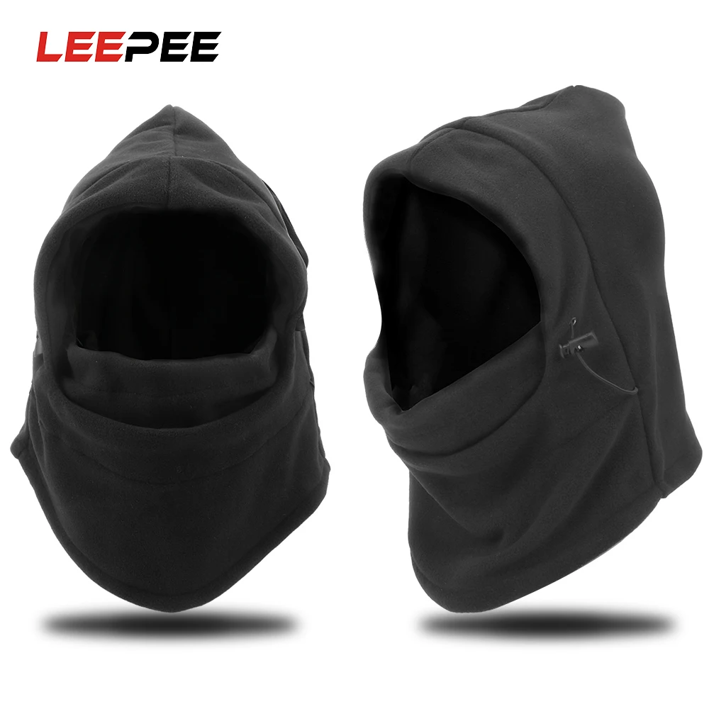 

LEEPEE Adjustable Black Warm Fleece Winter Masks Ski Face CS Mask Hat Protected Ear Beanies Ski Skull Snowboard Cap Face Mask