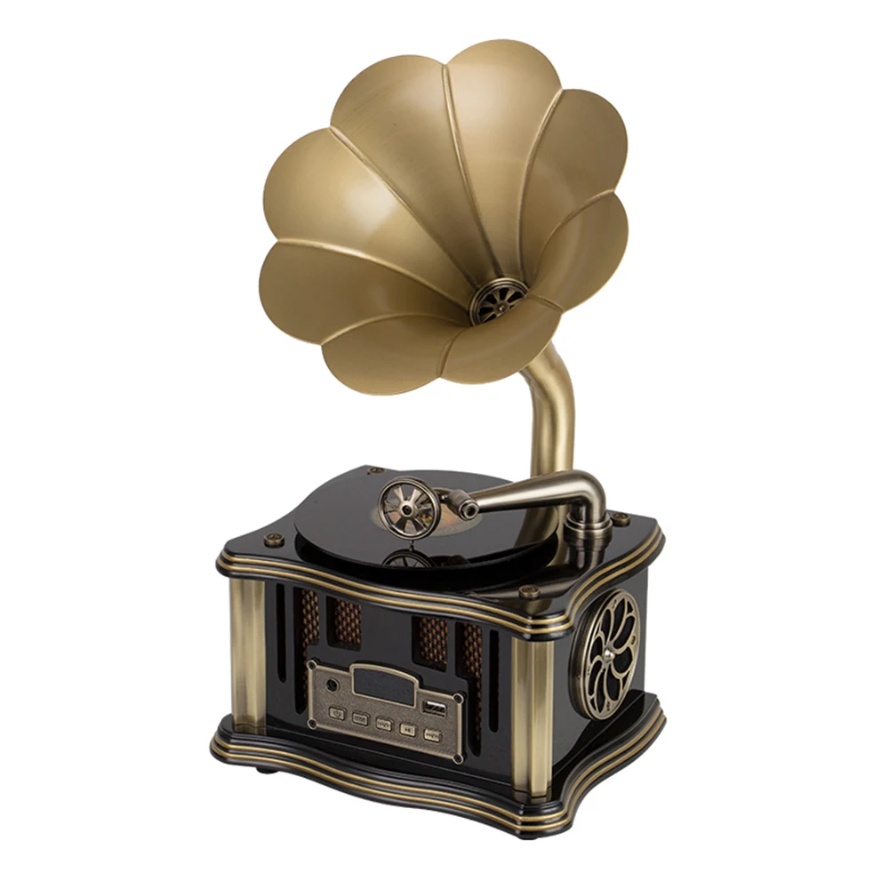 8831B мини граммофон BT4.2 двухканальный USB плеер FM радио пульт дистанционного