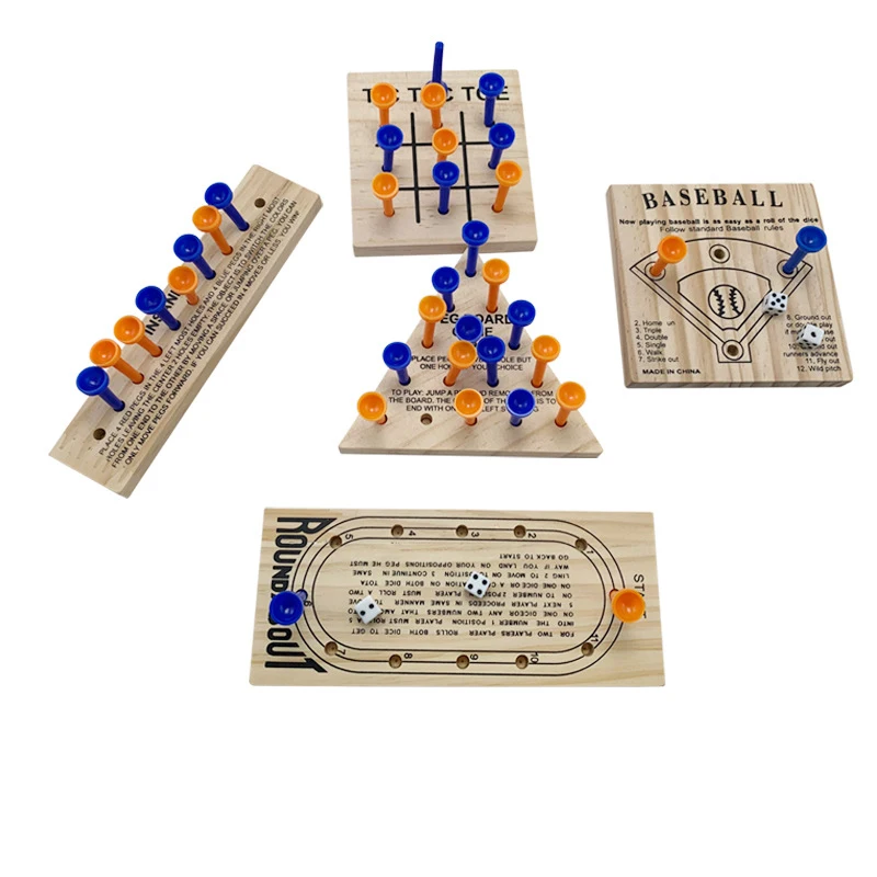 

Mini Wooden Creative Lock Games Traditional Golf Board Game Peg Board Game TC TAC TOE Chess Games for Kids