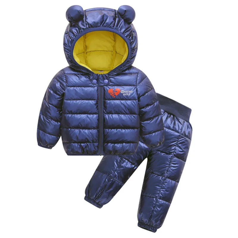 XS650-Navy Зимние комплекты одежды для детей; теплые куртки-пуховики; комплекты одежды; зимний комбинезон для маленьких девочек и мальчиков; пальто; жилет; штаны; пальто - Цвет: XS650-Navy