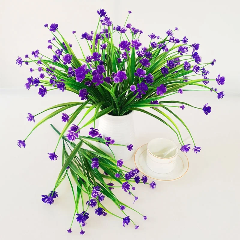 

Home Outdoor Artificial Fake Flowers UV Resistant Shrubs Plants Faux Plastic Greenery Indoor Outside Hanging Plants Garden Porch