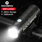 Велосипедный передний фонарь ROCKBROS, водонепроницаемый светодиодный головной светильник для горного велосипеда, зарядка через USB, 2000 лм, мАч