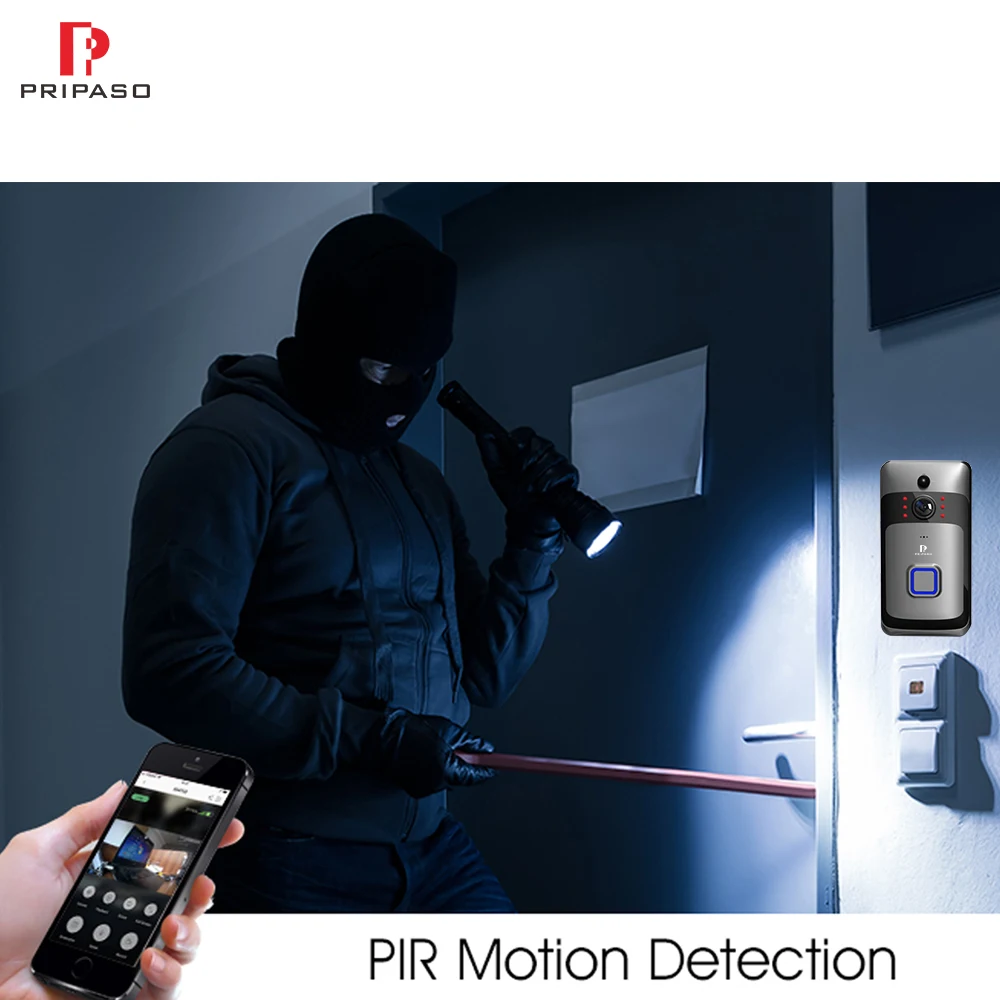 

Pripaso 720P 1MP WIFI Video Door Phone Door Bell For Home Camera Smart Wireless Security doorbell Camera PIR Cam Two-way Audio