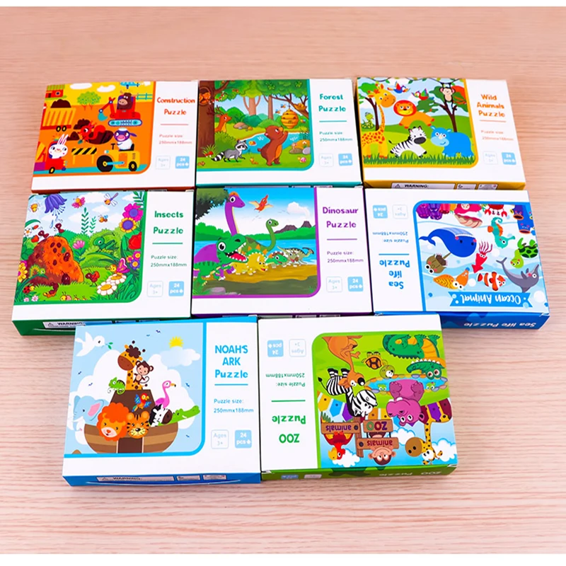 8 Style Animals Paper Jigsaw Puzzles Educational Puzzle For Children Kids Toys Brain Training Games Toys For Children Baby Gift
