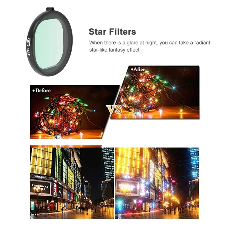 

JSR Star Filter Round Housing Star Effect Lens Filter for GoPro HERO8 Black