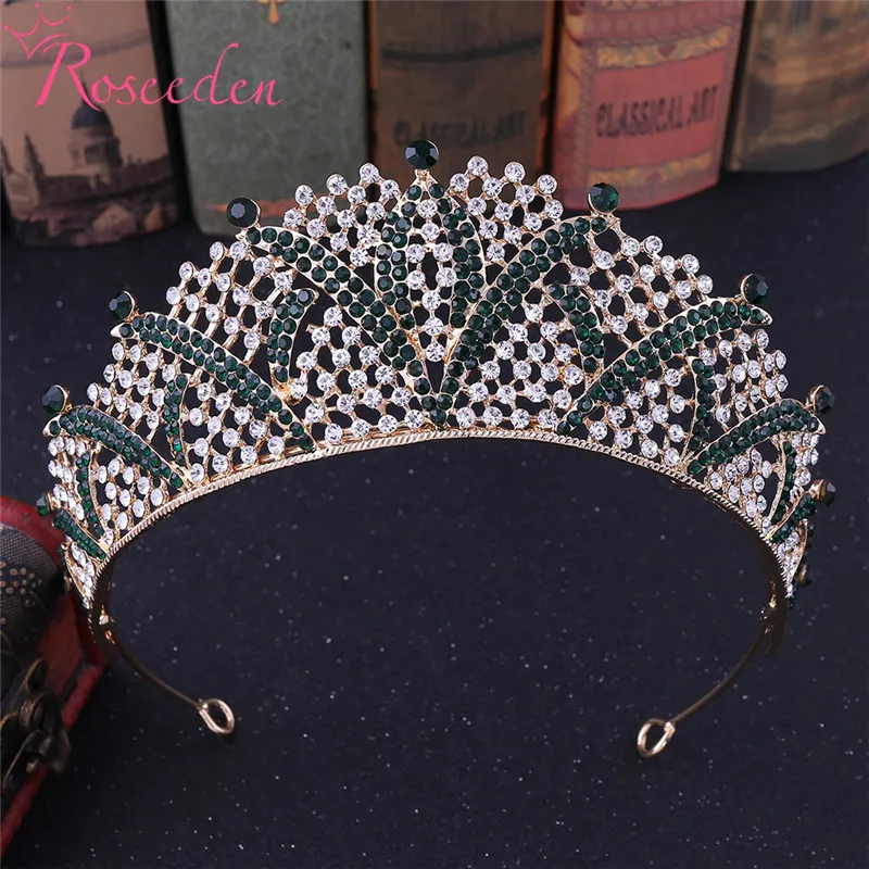 

5 Colors Shiny Rhinestone Pageant Tiara Baroque Bridal Crown Headpiece wedding Hair Accessories Jewelry RE3756