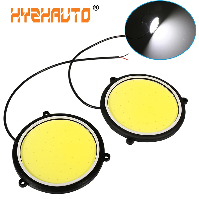 HYZHAUTO 2 шт. Высокая мощность COB DRL 88 мм круглые Автомобильные светодиодные дневные