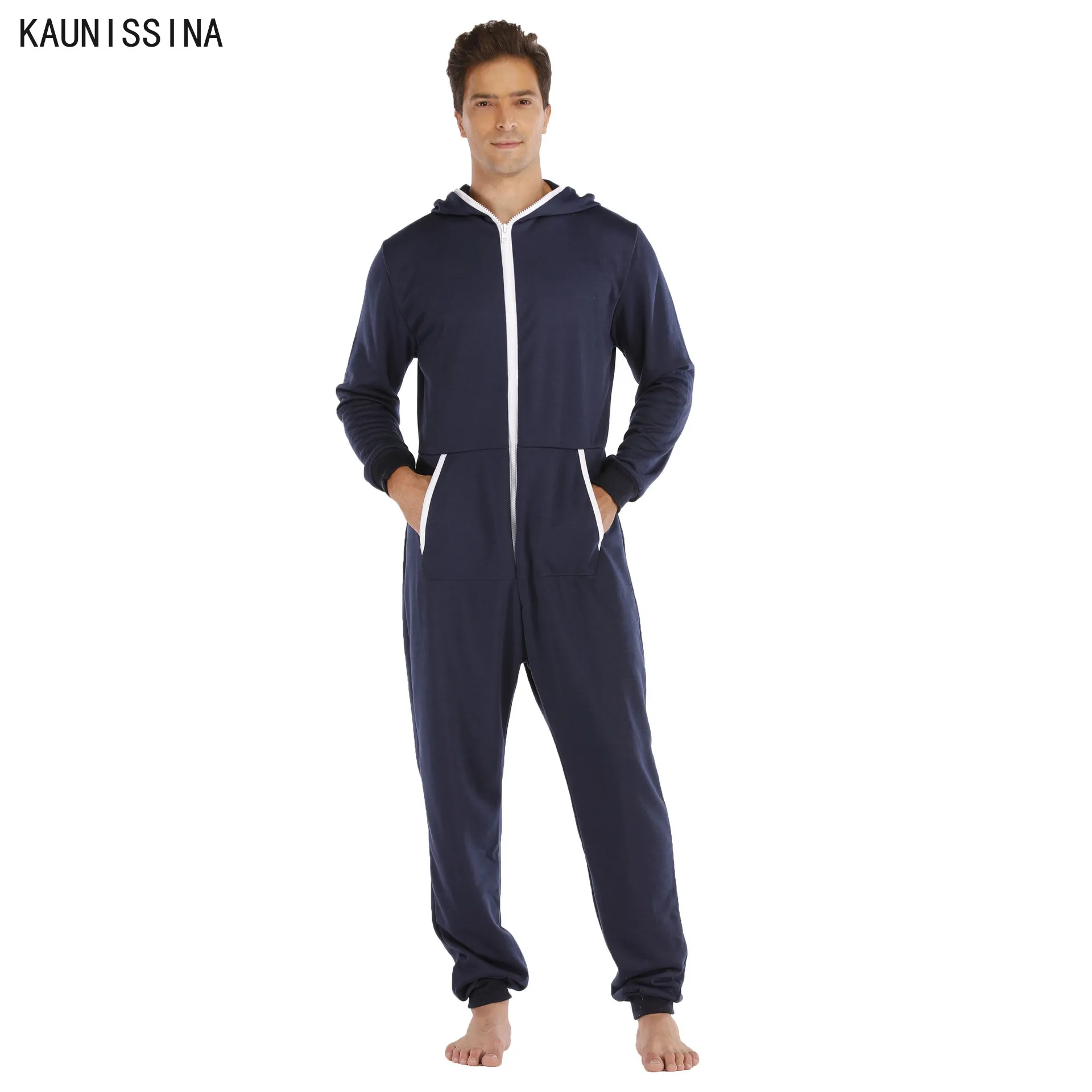 

Men Winter Thick Onesies Pajama Set Adult Sleepwear One Piece Pajamas Long Sleeve Zipper Hooded Onesies For Adult Homewear