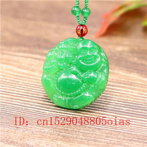 Подвеска из натурального зеленого изумруда нефрита бусы Maitreya ожерелье