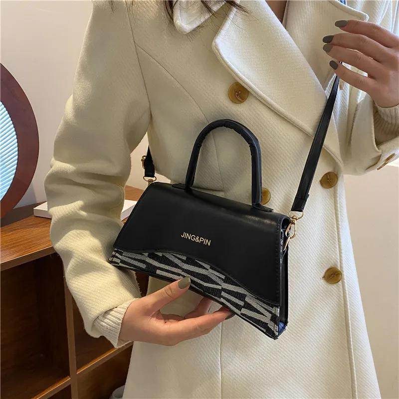 

2022 New Korean Style Handbag Women Fashion Patchwork Messenger Bags Temperament All-match Square Single Shoulder Bags