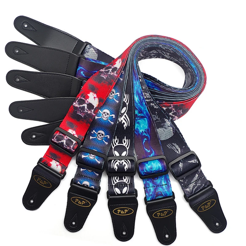 

Guitar Strap Adjustable Polyester Guitar Belt Guitar Strap with PU Leather Ends for Electric Bass Guitar Parts Accessories