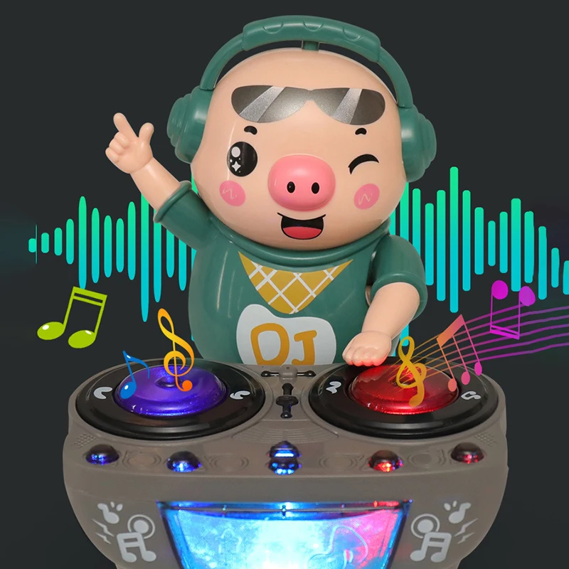 

Children's Electronic Sound-producing Toys DJ Electric Music Dancing Pig Toy Colorful Light Swing Back and Forth Special Gifts