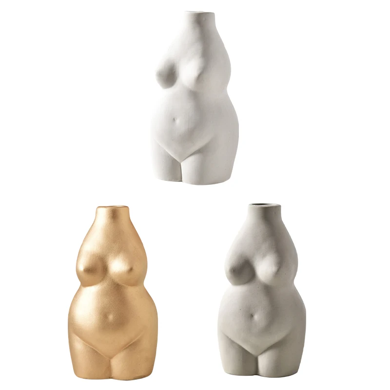 

Body Flower Vase Ceramic Desktop Vase Modern Boho Art Vase Flower Arrangement Creative Vase for Home Office Decor
