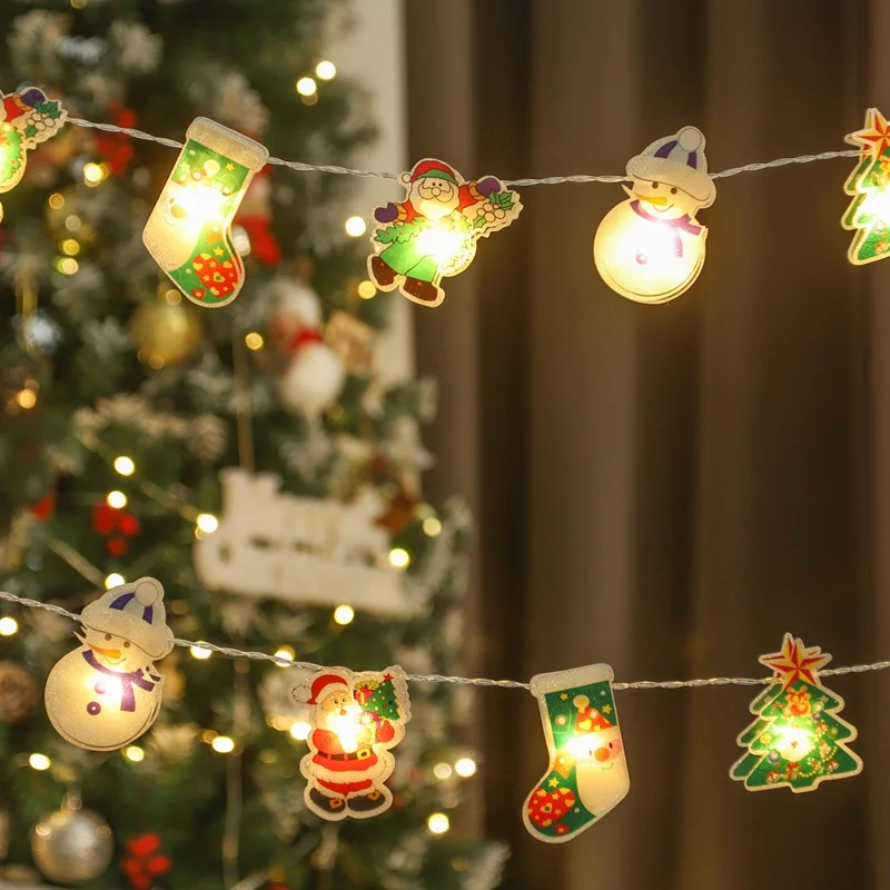 

1.2M 10LED Santa Claus Snowman Tree LED Light String Christmas Decoration for Home 2021 Christmas Ornament Xmas Gift New Year