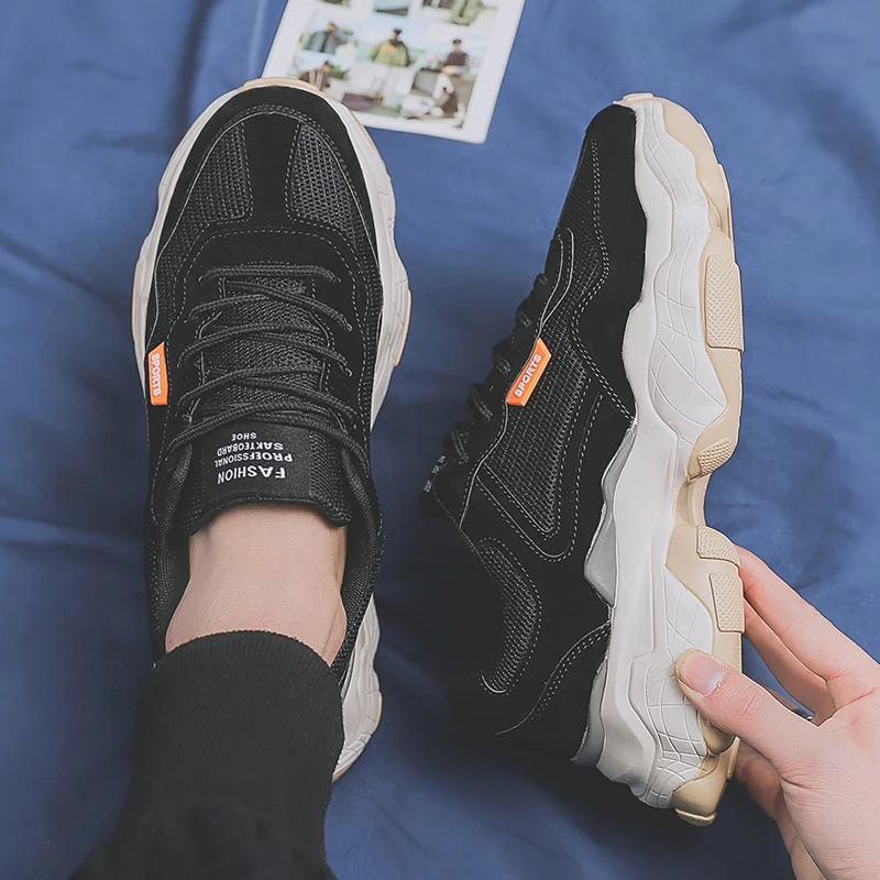 Мужская повседневная обувь дышащие сетчатые черные кроссовки красивые мужские