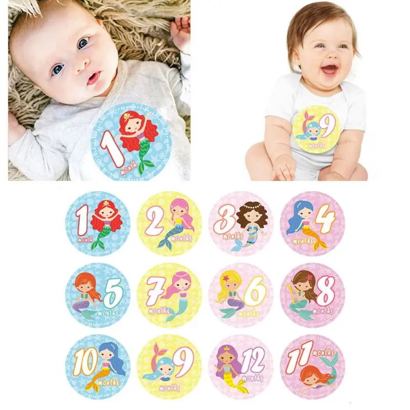 Первый год ежемесячный этап фотосъемки новорожденный мальчик девочка наклейки