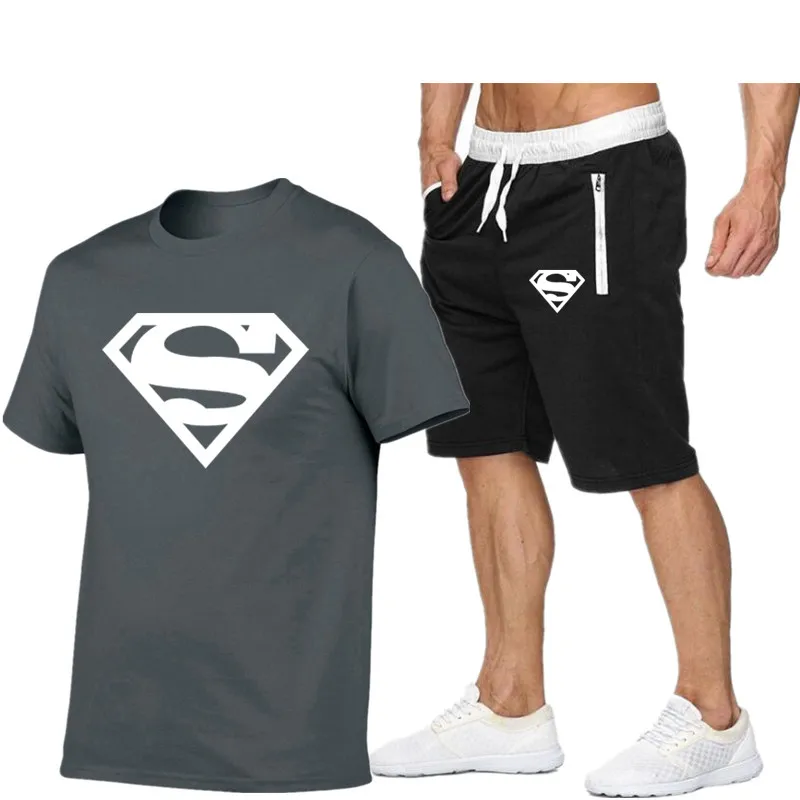 

Summer Casual Male Tracksuit Clothing Men Set Fitness Suit Sporting Suits Short Sleeve T Shirt + Shorts Quick Drying 2 Piece Set