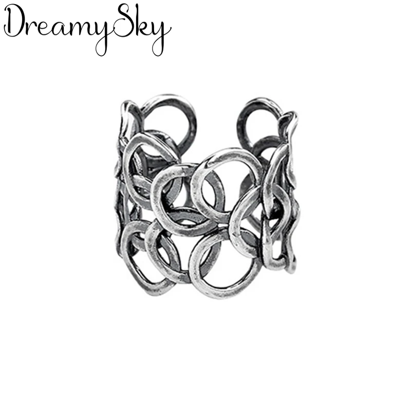 DreamySky,, настоящее 925 пробы, серебряные большие кольца для женщин, большие античные кольца, ювелирные изделия на палец, высокое качество