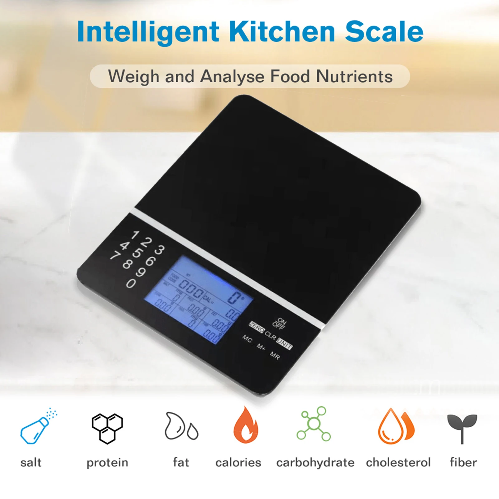 

NK695 Digital Kitchen Scale 5KG Nutrition Scale Smart Food Calories Protein Carbohydrate Grams Ounces For Baking Cooking