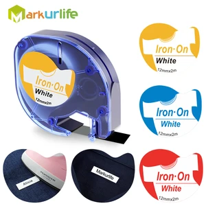 Клейкая лента 18771, клейкие этикетки 12 мм, совместимые с Dymo Letratag, ленты для этикеток, черные на белой ткани, клейкие ленты 18769