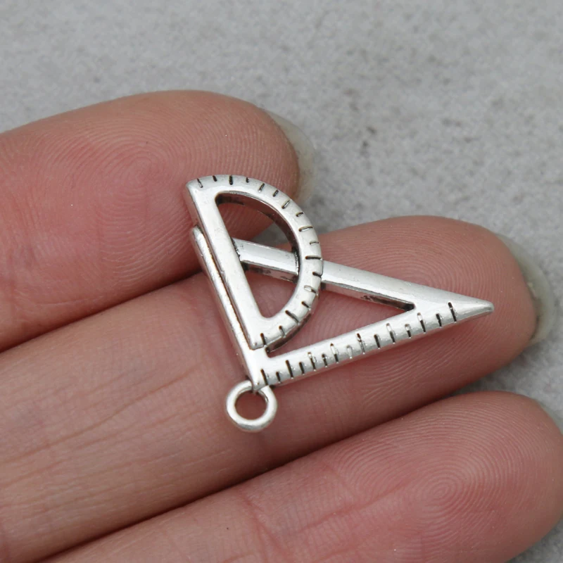 

HAEQIS Fashion Alloy School Charms Triangle Ruler Protractor Charms 19*21mm 50pcs AAC373