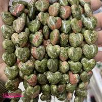 natural flower green stone loose bead high quality 16mm smooth heart shape diy gem jewelry making accessories 12pcs a4371